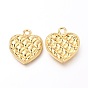 Brass Pendants, Heart with Grid Pattern