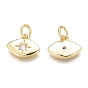 Brass Micro Pave Clear Cubic Zirconia Charms, Long-Lasting Plated, Eye with Star