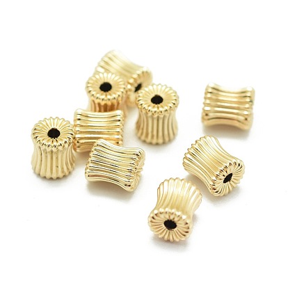 Yellow Gold Filled Corrugated Beads, 1/20 14K Gold Filled, Cadmium Free & Nickel Free & Lead Free, Barrel