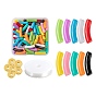 DIY Jewelry Making Kits, Including Curved Tube Opaque Acrylic Beads, Disc Brass Spacer Beads and Elastic Crystal Thread