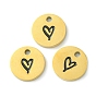 304 Stainless Steel Manual Polishing Charms, with Enamel, Flat Round with Heart