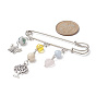 Natural & Synthetic Mixed Gemstone Heart & Butterfly & Tree Charms Safety Pin Brooch, Alloy Lapel Pin for Sweater Clasp Pants Waist Extender