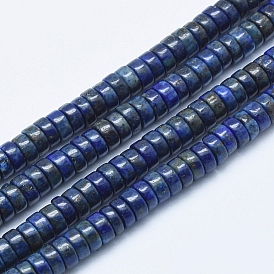 Natural Lapis Lazuli Beads Strands, Dyed, Heishi Beads, Flat Round/Disc