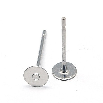 304 Stainless Steel Earstud Findings, 12x4mm, Pin: 0.7mm