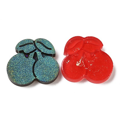 Translucent Resin Cabochons, AB Color Plated, Cherry