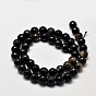 Faceted Round Natural Golden Sheen Obsidian Beads Strands