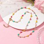 Real 18K Gold Plated Brass Enamel Heart Link Chain Necklaces