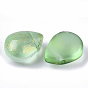 Transparent Spray Painted Glass Beads, Top Drilled Beads, with Glitter Powder, Frosted, Teardrop