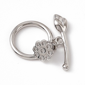 Brass Toggle Clasps, Ring with Lotus Pod
