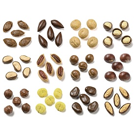 Opaque Resin Decoden Cabochons, Imitation Nut, Macadamia Nuts/Pecans/Almonds/Chestnuts/Walnuts/Pine Buts/Seed/Broad Bean