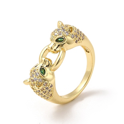 Кольцо на палец с зеленым кубическим цирконием и леопардовым принтом, украшения из латуни для женщин, без кадмия и без свинца