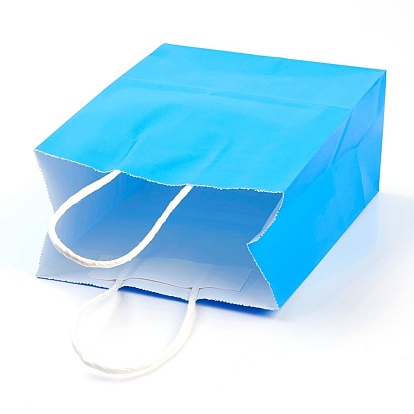 Sacs en papier kraft de couleur pure, sacs-cadeaux, sacs à provisions, avec poignées en ficelle de papier, rectangle