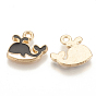 Alloy Enamel Charms, Cadmium Free & Lead Free, Whale Shaped, Light Gold