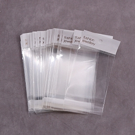 100Pcs Rectangle OPP Cellophane Bags with Hanging Hole, for Jewelry Storage
