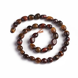 Natural Tiger Eye Beads Strands, Tumbled Stone, Nuggets