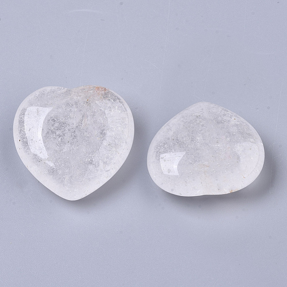 Natural Quartz Crystal Heart Love Stone, Pocket Palm Stone for Reiki Balancing