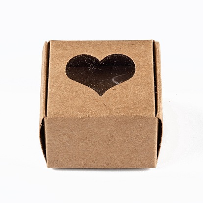 Прямоугольная складная креативная подарочная коробка из крафт-бумаги, шкатулки, с прозрачным окном