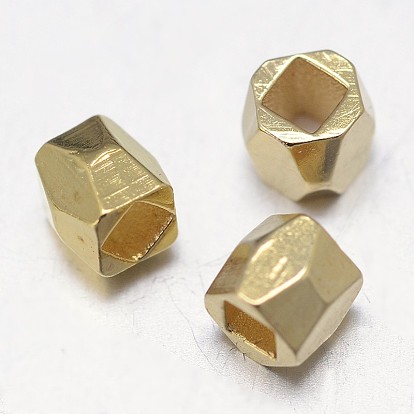 Brass Spacer Beads, Faceted Barrel