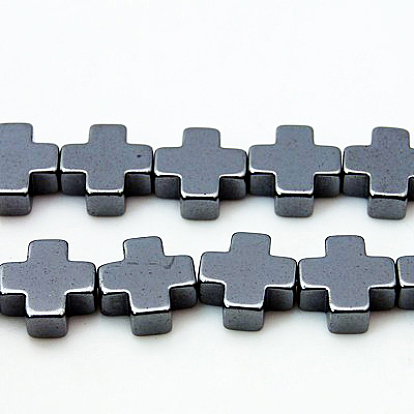 Non-Magnetic Synthetic Hematite Beads Strands, Faceted, Cross, Black