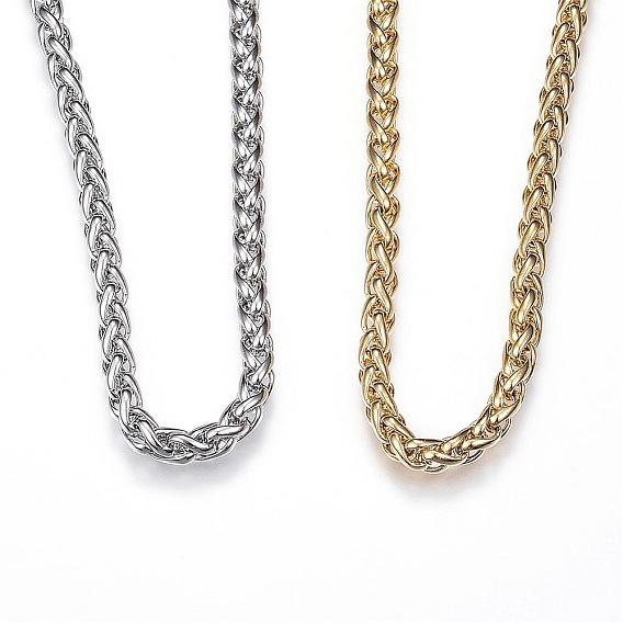 304 Stainless Steel Wheat Chain Necklaces, with Lobster Claw Clasps