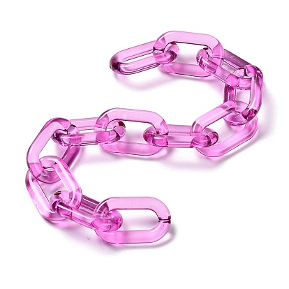 Chaînes de câble acryliques transparentes faites à la main, pour la fabrication de bijoux, non soudée, ovale