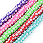 Handmade Polymer Clay Beads Strands, for DIY Jewelry Crafts Supplies, Flat Round