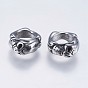 304 Stainless Steel Beads, Large Hole Beads, Ring with Skull