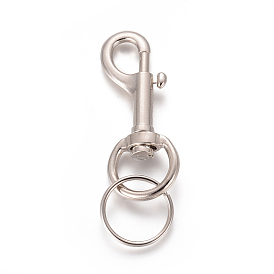 Alloy Swivel Clasps, Bolt Snaps with Iron Split Key Ring, for Dog Leash