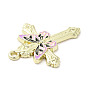 Light Gold Plated Alloy Enamel Pendants, Cross with Butterfly Charm