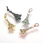 Brass Micro Pave Cubic Zirconia Pendants, Christmas Trees with Star