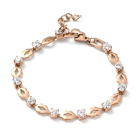 Bracelet de tennis en cristal de zircone cubique, placage ionique (ip) 304 bracelet en acier inoxydable pour femmes