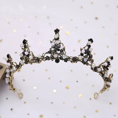 Black Crystal Princess Birthday Crown - Wedding Headpiece for Bride, Bridal Hair Accessories