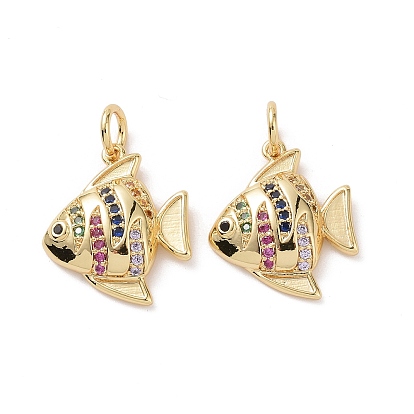 Laiton cubes pendentifs zircone, avec anneau de saut, charme de poisson-papillon