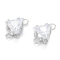 Brass Clear Cubic Zirconia Links, Long-Lasting Plated, Triangle