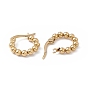 201 Stainless Steel Round Beaded Hoop Earrings with 304 Stainless Steel Pins for Women