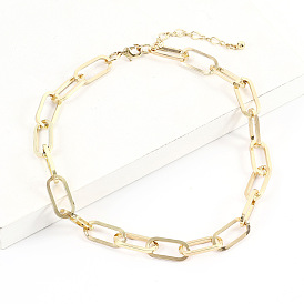 Collier chaîne en métal audacieux avec pendentif cadenas, tour de cou minimaliste de clavicule de ton doré