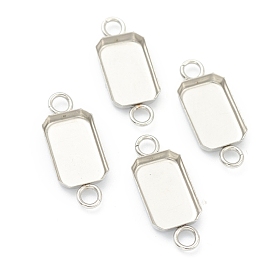 201 Stainless Steel Cabochon Connector Settings, Rectangle