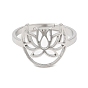 304 anillo ajustable de loto hueco de acero inoxidable para mujer
