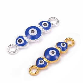 ALloy Enamel Link, Heart Evil Eye Connectors, Royal Blue