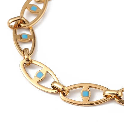 Enamel Horse Eye Link Chain Bracelet, Ion Plating(IP) 304 Stainless Steel Jewelry for Women