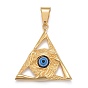 304 Stainless Steel Pendants, with Resin, Triangle with Evil Eye Protection Hands