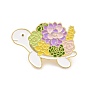 Черепаха с цветочной эмалевой булавкой, брошь из эмали из сплава животных для рюкзака, золотые