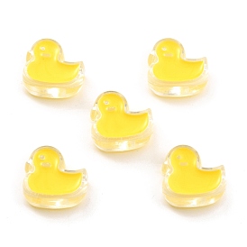 Transparent Acrylic Beads, with Enamel, Duck