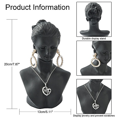 Bustes d'affichage de collier de bijoux en plastique stéréoscopique, 200x130mm