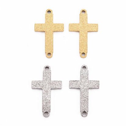 201 Stainless Steel Link Connectors, Textured, Laser Cut, Cross