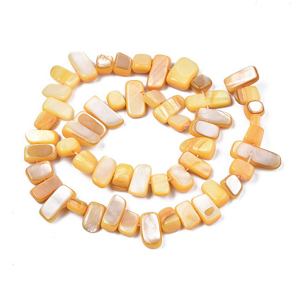 Natural Trochid Shell/Trochus Shell Beads Strands, Dyed, Rectangle