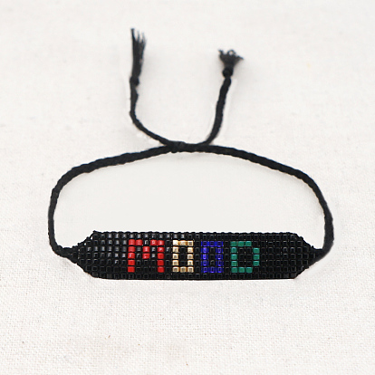 Браслет с плетеными звеньями, регулируемый браслет дружбы с надписью «Настроение» для женщин