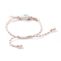 Adjustable Braided Bead Bracelets, with Printed Cowrie Shell Beads and Cotton Cord
