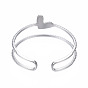 304 открытое манжетное кольцо из нержавеющей стали, массивное полое кольцо для женщин