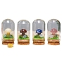 Glass Dome Cover with Natural & Synthetic Gemstone Mushroom Inside, Cloche Bell Jar Terrarium with Cork Base, Micro Landscape Garden Decoration AccessoriesDecoration Accessories